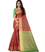 Red Art Silk Banarasi Woven Saree