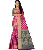Pink Art Silk Banarasi Woven Saree