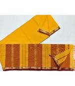 yellow woven cotton silk saree with blouse