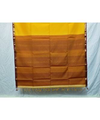 yellow woven cotton silk saree with blouse 3