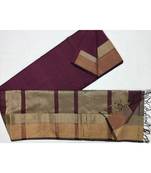 purple woven cotton silk saree with blouse