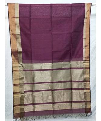 purple woven cotton silk saree with blouse 2