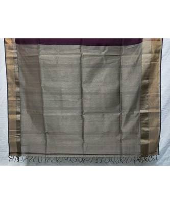 purple woven cotton silk saree with blouse 3
