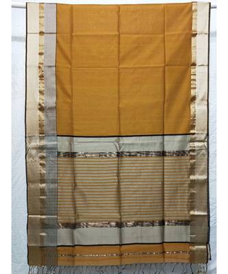 yellow woven cotton silk saree with blouse 2