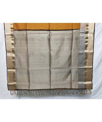 yellow woven cotton silk saree with blouse 3