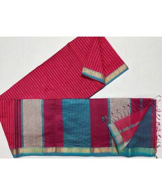 magenta woven cotton silk saree with blouse 1