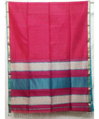 magenta woven cotton silk saree with blouse 2