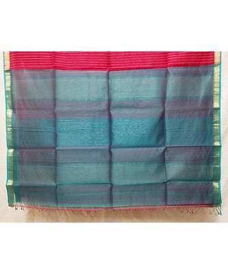 magenta woven cotton silk saree with blouse 3