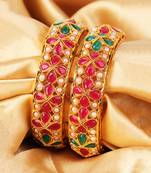 Multicolor Stone Bangles Set Of 2