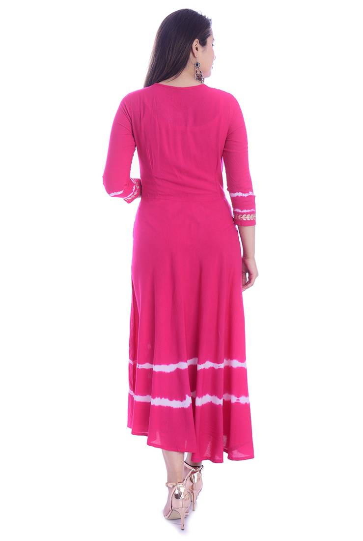Women Long Gwon Gotta Patti Work Rayon Long Kurta Kurtis Anarkali Suits