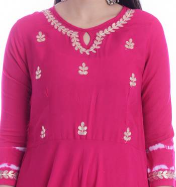 Women Long Gwon Gotta Patti Work Rayon Long Kurta Kurtis Anarkali Suits 5