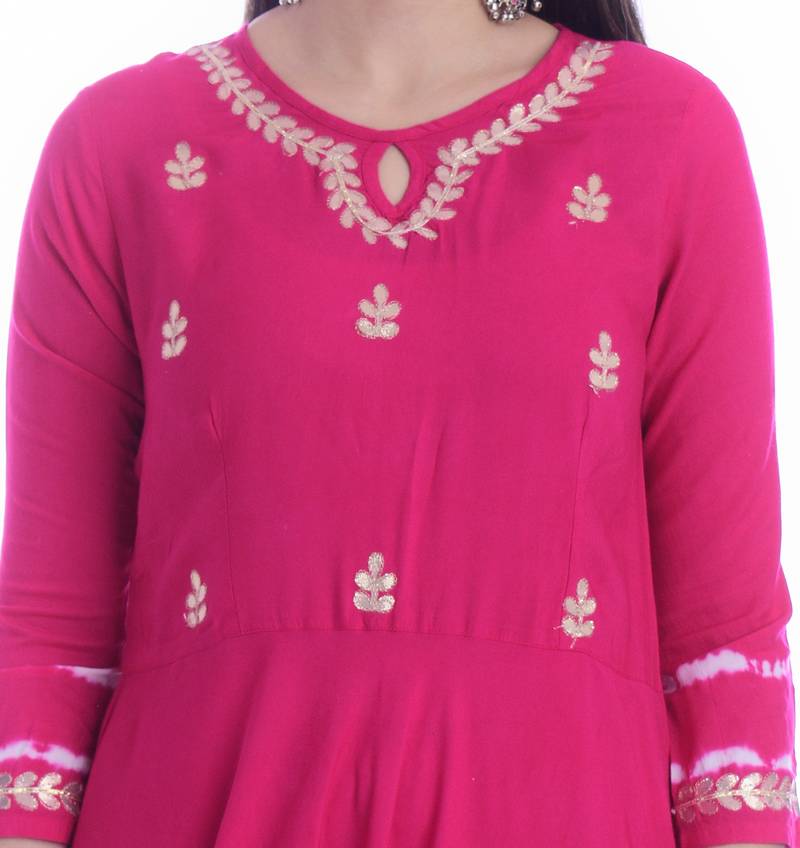 Women Long Gwon Gotta Patti Work Rayon Long Kurta Kurtis Anarkali Suits