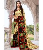 cream printed chiffon saree with blouse