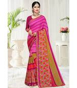 pink printed chiffon saree with blouse
