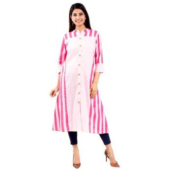 18 FOREVER V R FOR U Women Printed Cotton Blend Straight Kurta 1