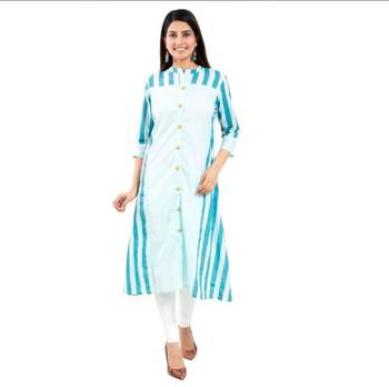 18 FOREVER V R FOR U Women Printed Cotton Blend Straight Kurta Green 1