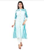 18 FOREVER V R FOR U Women Printed Cotton Blend Straight Kurta Green