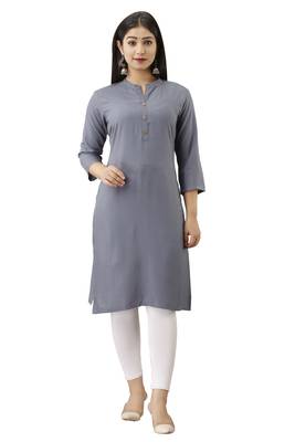 Woman's Soild Color Kurti Kurta for Office and Casual Wear Grey 1