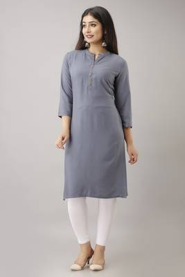 Woman's Soild Color Kurti Kurta for Office and Casual Wear Grey 2