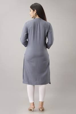 Woman's Soild Color Kurti Kurta for Office and Casual Wear Grey 5