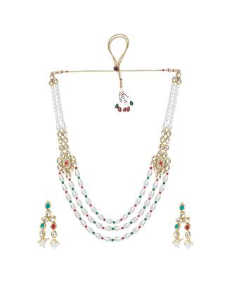 White Bead And Kundan  Necklace Sets 2