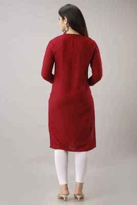 Woman's Soild Color Kurti Kurta for Office and Casual Wear Maroon 5