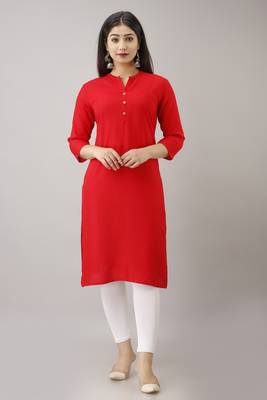 Woman's Soild Color Kurti Kurta for Office and Casual Wear Red 1