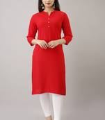 Woman's Soild Color Kurti Kurta for Office and Casual Wear Red