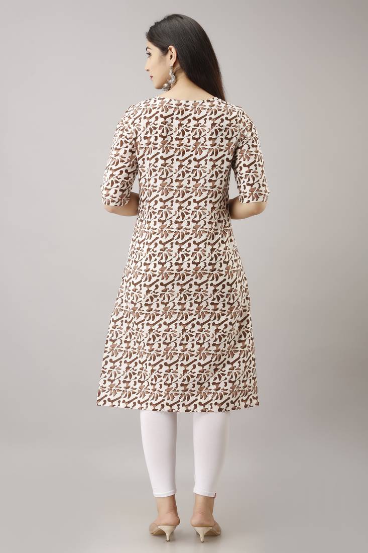 18 FOREVER V R FOR U Women's Cotton Regular Printed Kurta