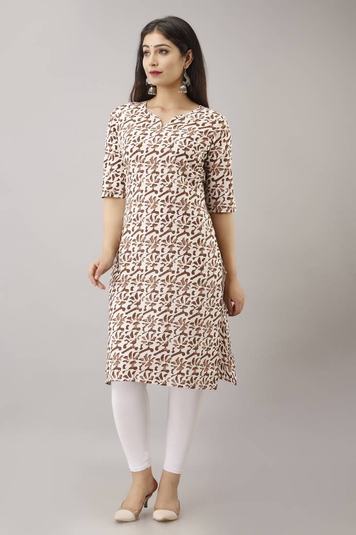 18 FOREVER V R FOR U Women's Cotton Regular Printed Kurta