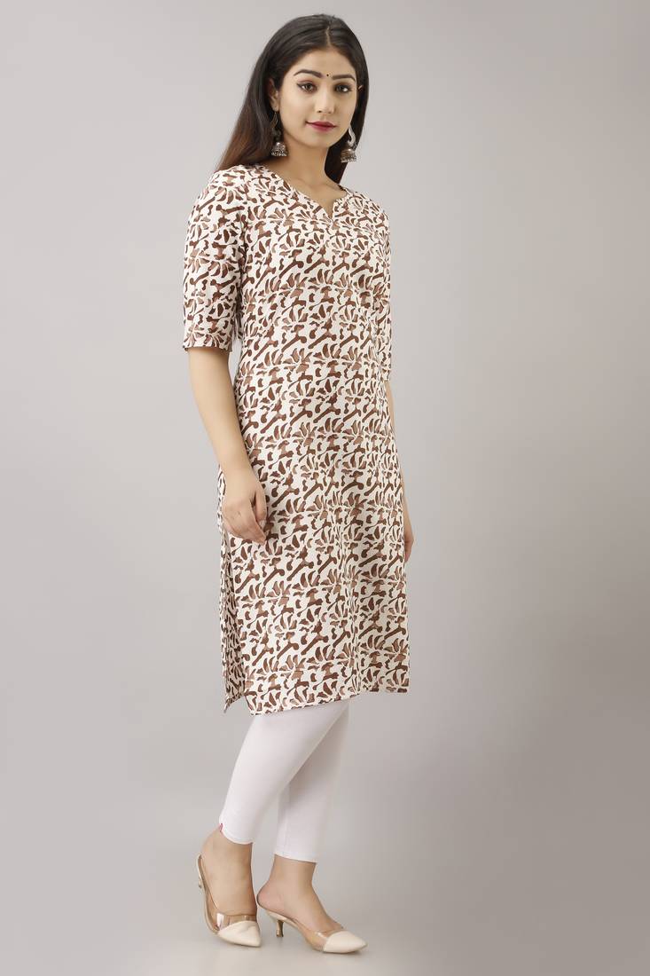 18 FOREVER V R FOR U Women's Cotton Regular Printed Kurta