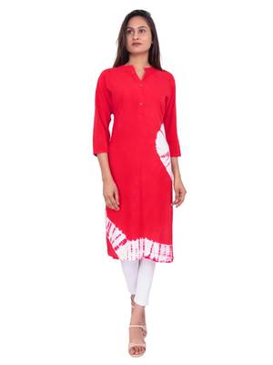 18 FOREVER V R FOR U Women's Rayon Regular Kurta Red 1