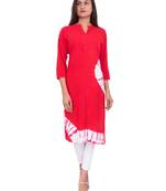 18 FOREVER V R FOR U Women's Rayon Regular Kurta Red