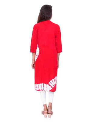 18 FOREVER V R FOR U Women's Rayon Regular Kurta Red 2