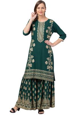 Green MRC Women Printed Kurti With Graara 1