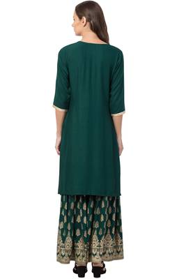 Green MRC Women Printed Kurti With Graara 2