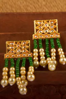 Multicolor Copper Base Gold Plated American Diamond Stone Studded Beaded Necklace Set