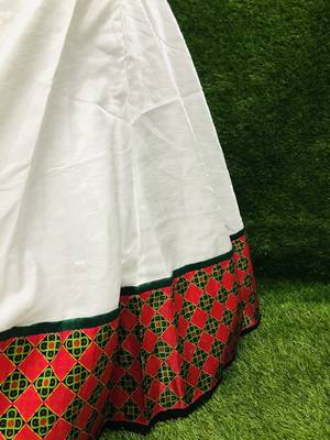 White embroidered cotton semi stitched lehenga 4