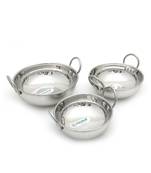Coconut Stainless Steel Heavy Guage 18 Table Kadai (Without Lid) Cookware - Set of 3-300ML/400ML/600ML
