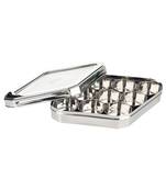 Coconut Stainless Steel Badam Katli Shape Masala Box /Katli Shape C-Thru Lid - Spice Container with 9 Bowls