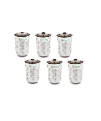 Coconut Stainless Steel Kafe Glasses - Set of 6 (300 ML Each Glass) 1
