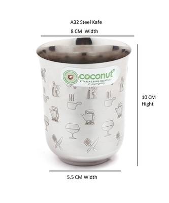 Coconut Stainless Steel Kafe Glasses - Set of 6 (300 ML Each Glass) 2