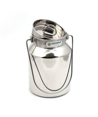 Coconut Stainless Steel Plain Milk Can/Milk Barni/Milk Pot/Oil Can (with Lid) - Capacity 4 Litre - Diamater - 17 cm 1