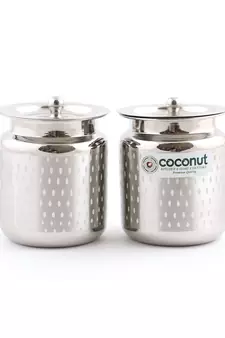 Coconut Stainless Steel Shower Ghee Pot - 2 Pc (1500 ML)