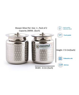 COCONUT Shower No.1 Stainless Steel Pickle Pot - 200 ml, 2 Pieces, Silver 3