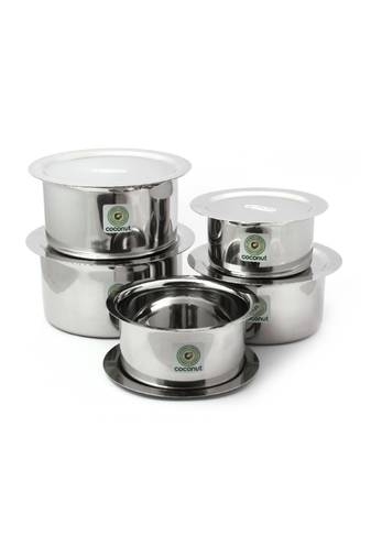 Coconut Stainless Steel Tope with Lid Cookware Set, White (Pack of 10)