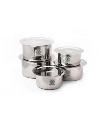 Coconut Stainless Steel Tope with Lid Cookware Set, White (Pack of 10) 2