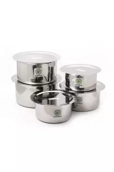 Coconut Stainless Steel Tope with Lid Cookware Set, White (Pack of 10)