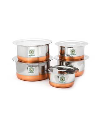 Coconut Stainless Steel Copper Bottom Tope and Lid, (Pack Of 10) 1
