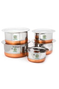 Coconut Stainless Steel Copper Bottom Tope and Lid, (Pack Of 10)